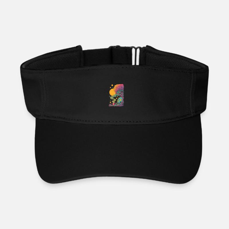 Psychedelic tree skull in the cosmos - Recycled Sun Visor Cap - black