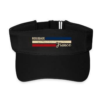 France - Roubaix - France - Flag - Stripes - Recycled Sun Visor Cap - black - Front