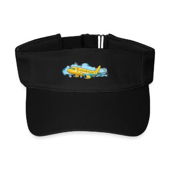 Yellow Jet Traveler Illustration - Recycled Sun Visor Cap - black - Front