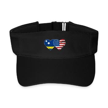 Curacao USA Flag Heart Used - Recycled Sun Visor Cap - black - Front