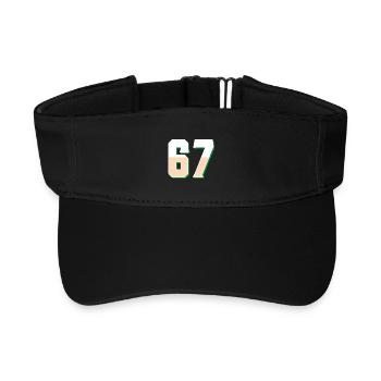 6 7 – Trendy minimalist text design, - Recycled Sun Visor Cap - black - Front