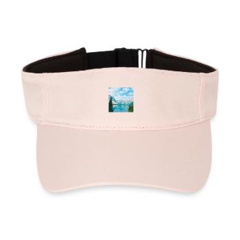 Sky blue mountain lake reflection - Recycled Sun Visor Cap - crystal pink - Front