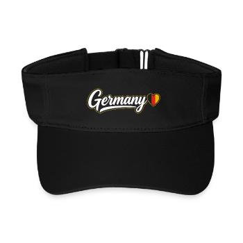 Deutschland-Skript mit Flaggenherz Fan-Patriotisch - Recyceltes Visor Cap - Schwarz - Vorne