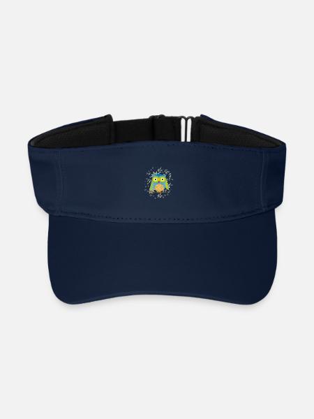 Elegante gufo patchwork su un ramo in un mare di foglie - Visiera sportiva riciclata - navy