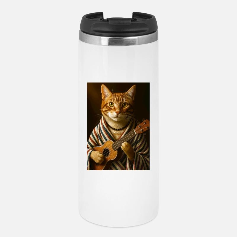 Ukulele Katze - Thermobecher - Weiß