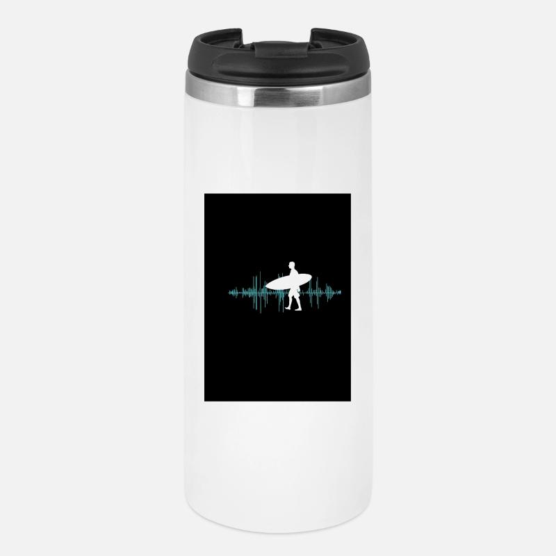 Surfer silhouette with sound wave layout - Thermal Cup - white
