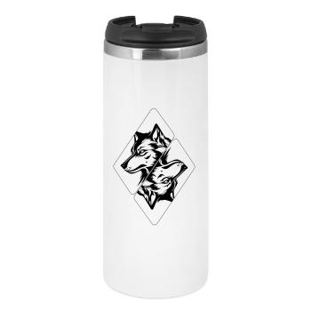 Tête de loup - Mug isotherme - blanc - Devant