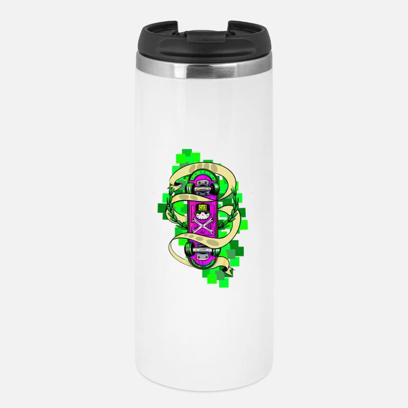 Neon Skull Skateboard Graffiti - Thermal Cup - white