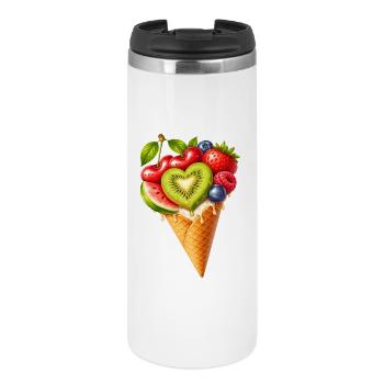 Illustration de cornet de glace aux fruits dans la gaufre - Mug isotherme - blanc - Devant