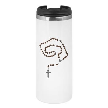 Spiral Rosary Beads on Black - Thermal Cup - white - Front