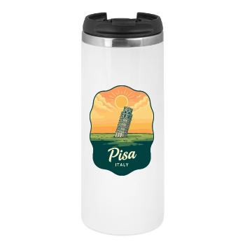Pisa Leaning Tower Vintage Sunset Badge - Thermal Cup - white - Front