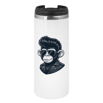Cool Monkey Chimpanzee Lunettes de Soleil Rock and Roll - Mug isotherme - blanc - Devant