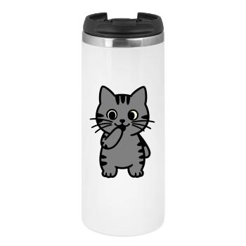 tigerkatze-steht-dreifarbig - Thermobecher - Weiß - Vorne