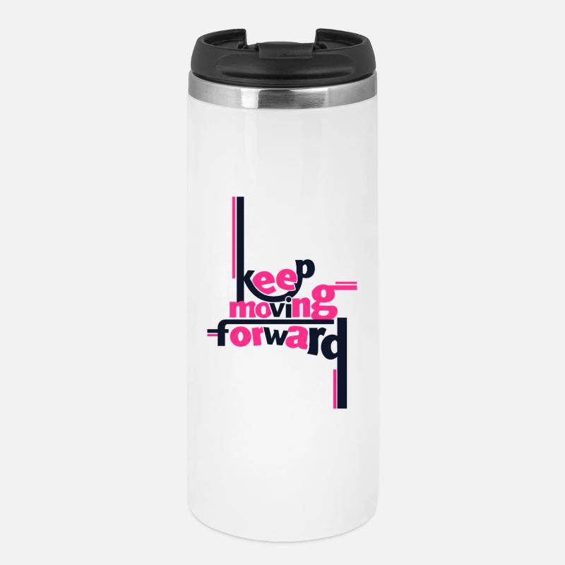 Keep Moving Forward Pink Statement Shirt - Thermal Cup - white