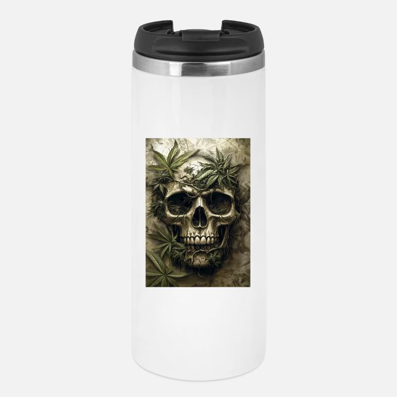 Skull with hemp leaves - Thermal Cup - white