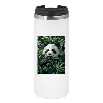 Panda im Cannabisblatt Traum - Thermobecher - Weiß - Vorne