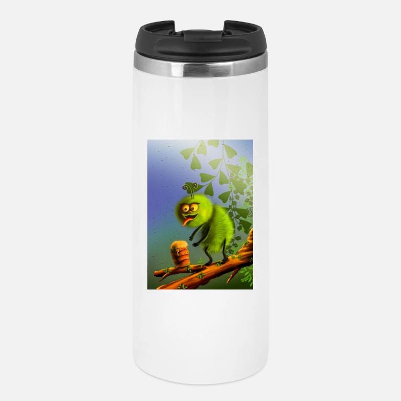 Lustiges grünes Klettermonster - Thermobecher - Weiß