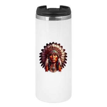 Amerikanischer Indianer Amerikaner - Thermobecher - Weiß - Vorne