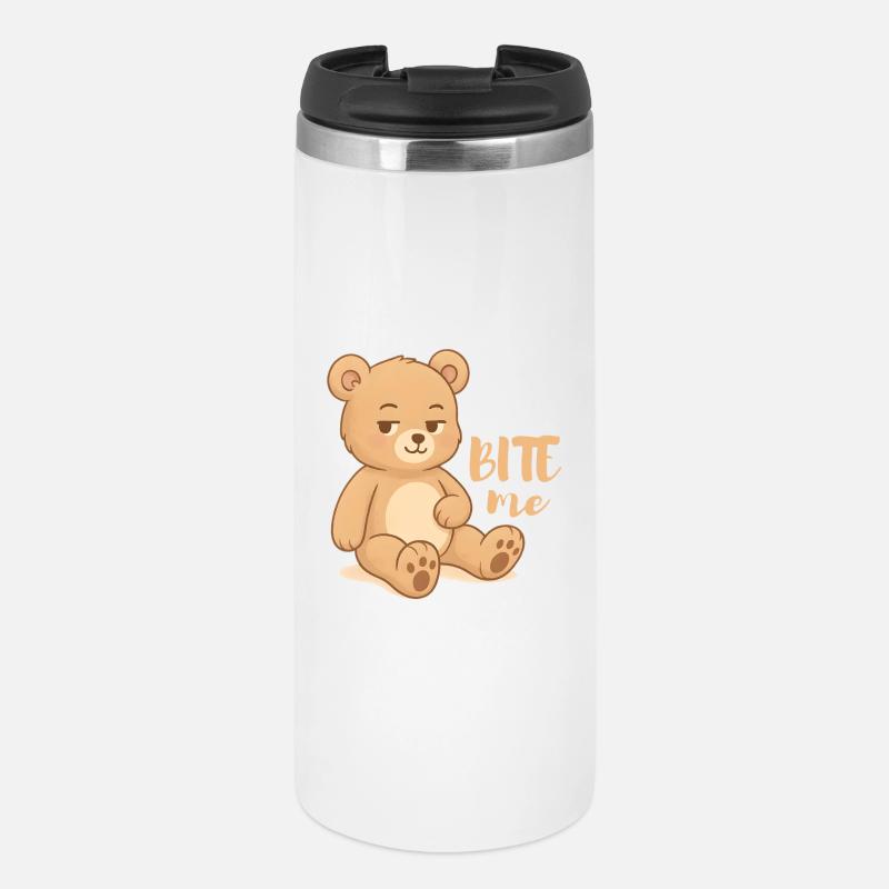 Cheeky teddy cutesy design avec attitude - mordez-moi - Mug isotherme - blanc