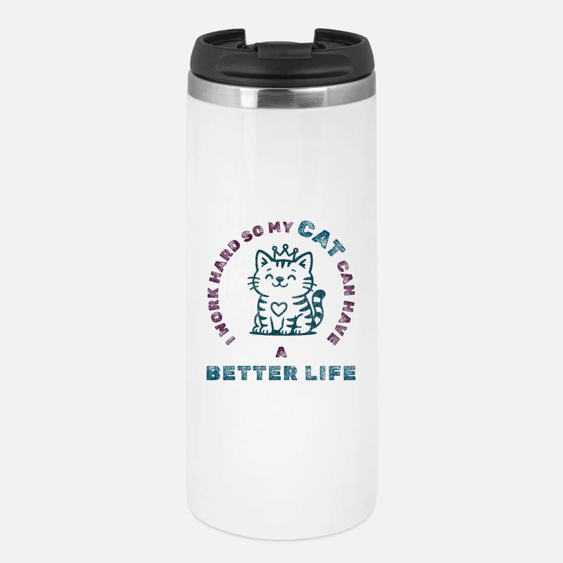 Work Hard for My Cat – Funny Pet Tee - Thermal Cup - white