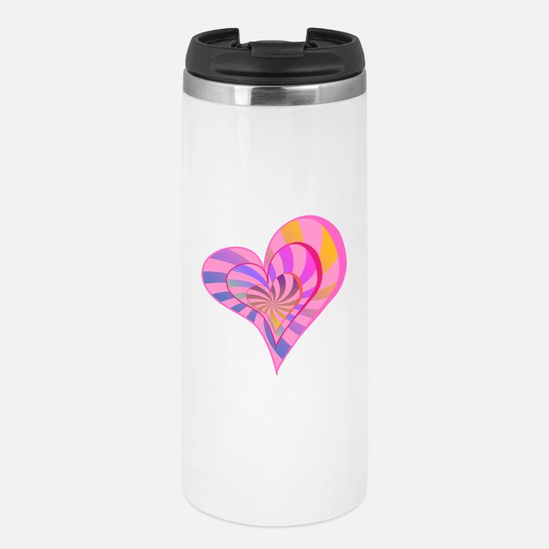 Colorful Layered Heart Aesthetic Design - Thermal Cup - white