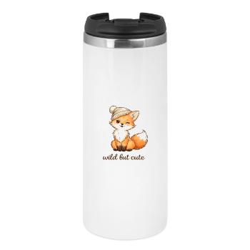 Kuscheliger Fuchs mit Mütze - Thermobecher - Weiß - Vorne