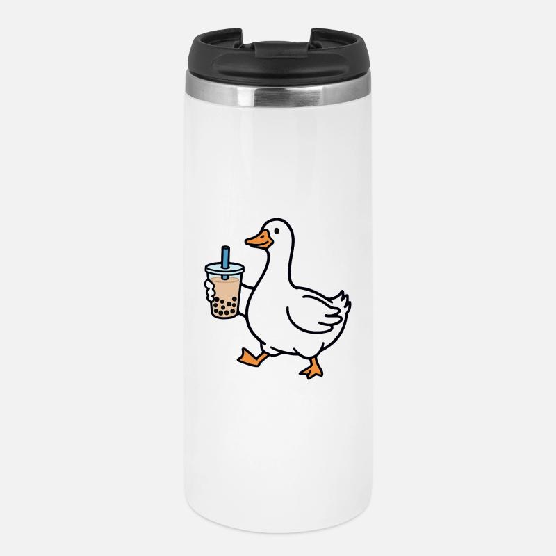 Canard coassement avec bubble tea - Mug isotherme - blanc