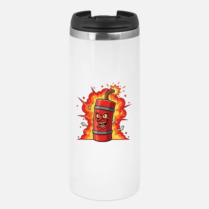 Dessin animé à la dynamite éclatante - Mug isotherme - blanc