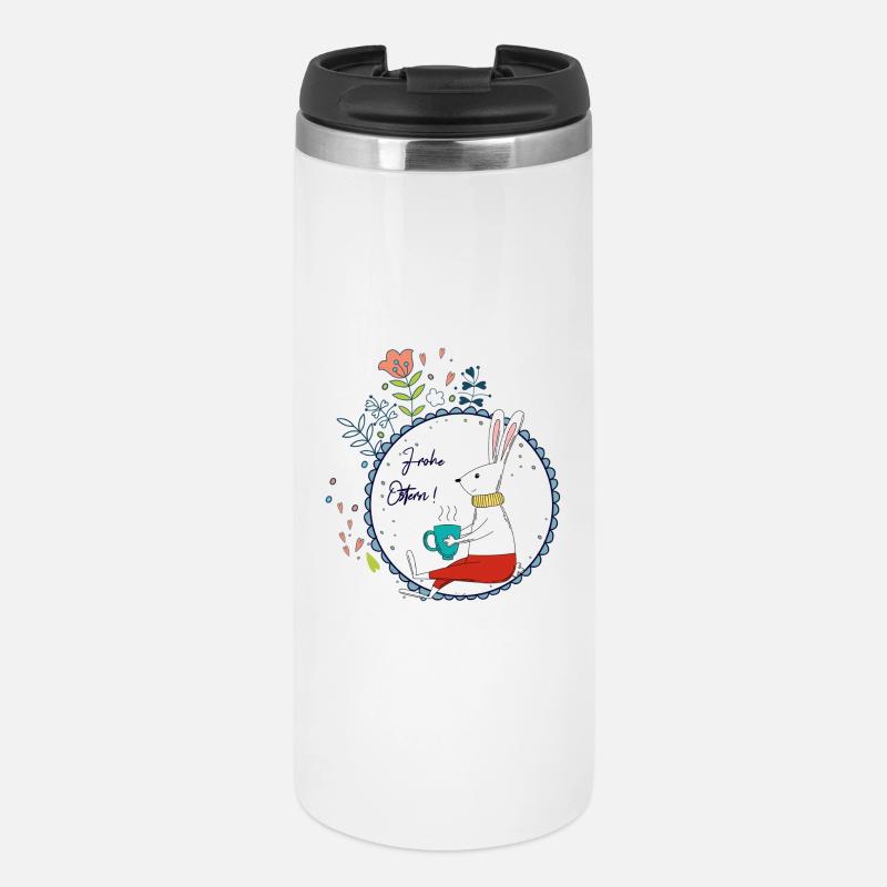 Easter bunny with tea cup - Thermal Cup - white