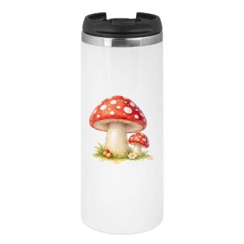 Fliegenpilz Illustration Roter Pilz Naturmotiv   - Thermobecher - Weiß - Vorne