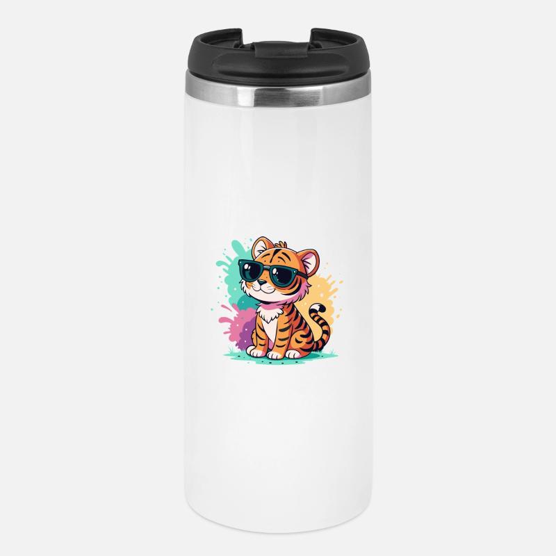 Tigre Splash coloré lunettes soleil - Mug isotherme - blanc
