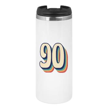 Vintage Retro T-Shirt Nummer 90 Ninety - Thermobecher - Weiß - Vorne