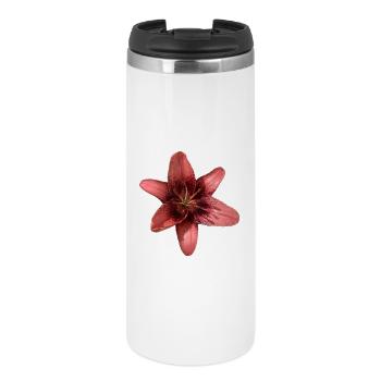 Design élégant de pétales de lys rose - Mug isotherme - blanc - Devant