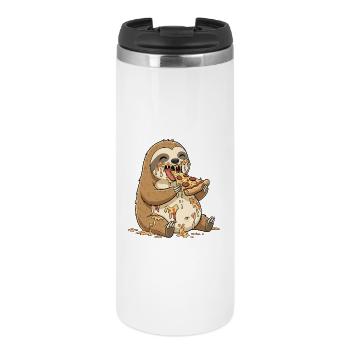 Cute Sloth Cartoon Pizza Salami Clumsy - Thermal Cup - white - Front