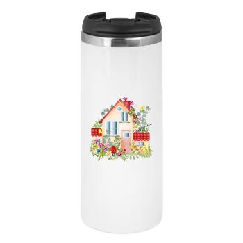 bunte Villa mit üppigen Garten - Ein Traumhaus - Thermobecher - Weiß - Vorne