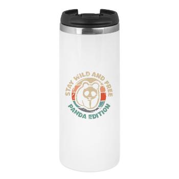 Restez sauvage et libre - Panda Edition Retro Design - Mug isotherme - blanc - Devant