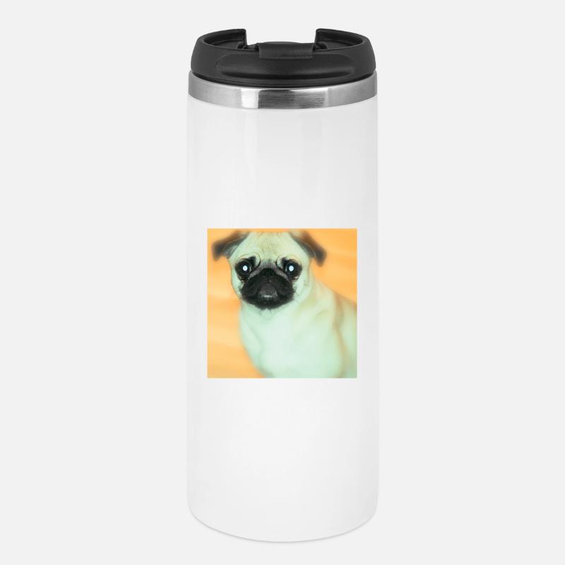 Carlin mignon avec de grands yeux - Mug isotherme - blanc