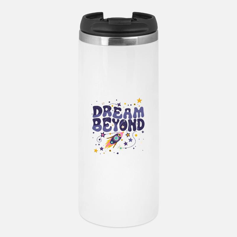 Dream Beyond Rakete und Sterne - Thermobecher - Weiß
