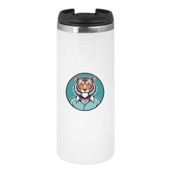 Tiger Kawaii Cartoon Character Animal Pet Face - Thermal Cup - white - Front