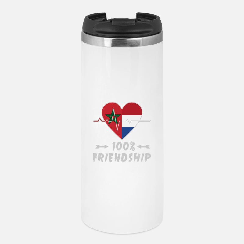 100 % amitié entre le Maroc et les Pays-Bas - Mug isotherme - blanc