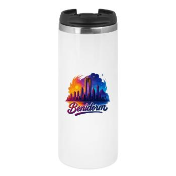 Benidorm Stadt Spanien Silhouette Geschenk - Thermobecher - Weiß - Vorne