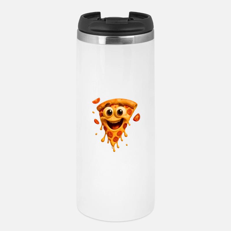 Happy Pizza Face Illustration - Thermal Cup - white