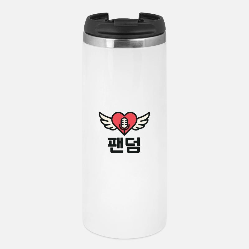 K-Pop Herz mit Flügel und Mikrofon Design - Thermobecher - Weiß