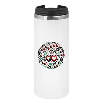 Cercle de cœur avec vignes de cerisier - Mug isotherme - blanc - Devant