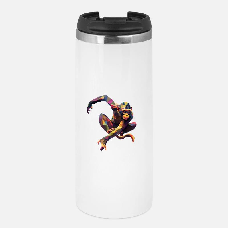 Geometrischer bunter Affe - Thermobecher - Weiß