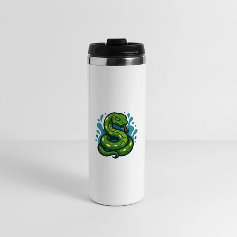 Green Tree Python Snake in Wave Thermal Cup