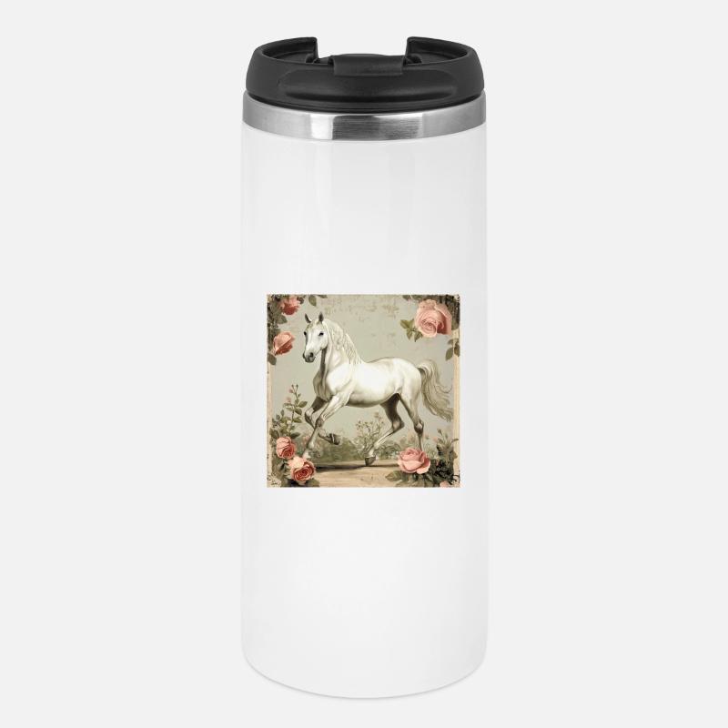 Pferd Vintage - Thermobecher - Weiß