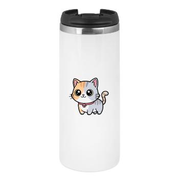 Calico-Kätzchenhalsband-Anhänger - Thermobecher - Weiß - Vorne