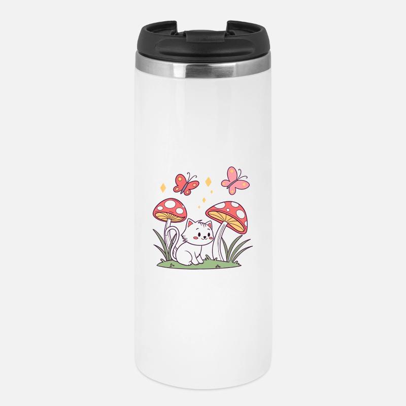 Fantaisie de chat champignon - Mug isotherme - blanc