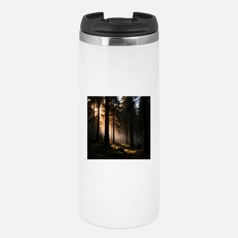 Wald Bushcraft Survival Poster - Thermobecher - Weiß